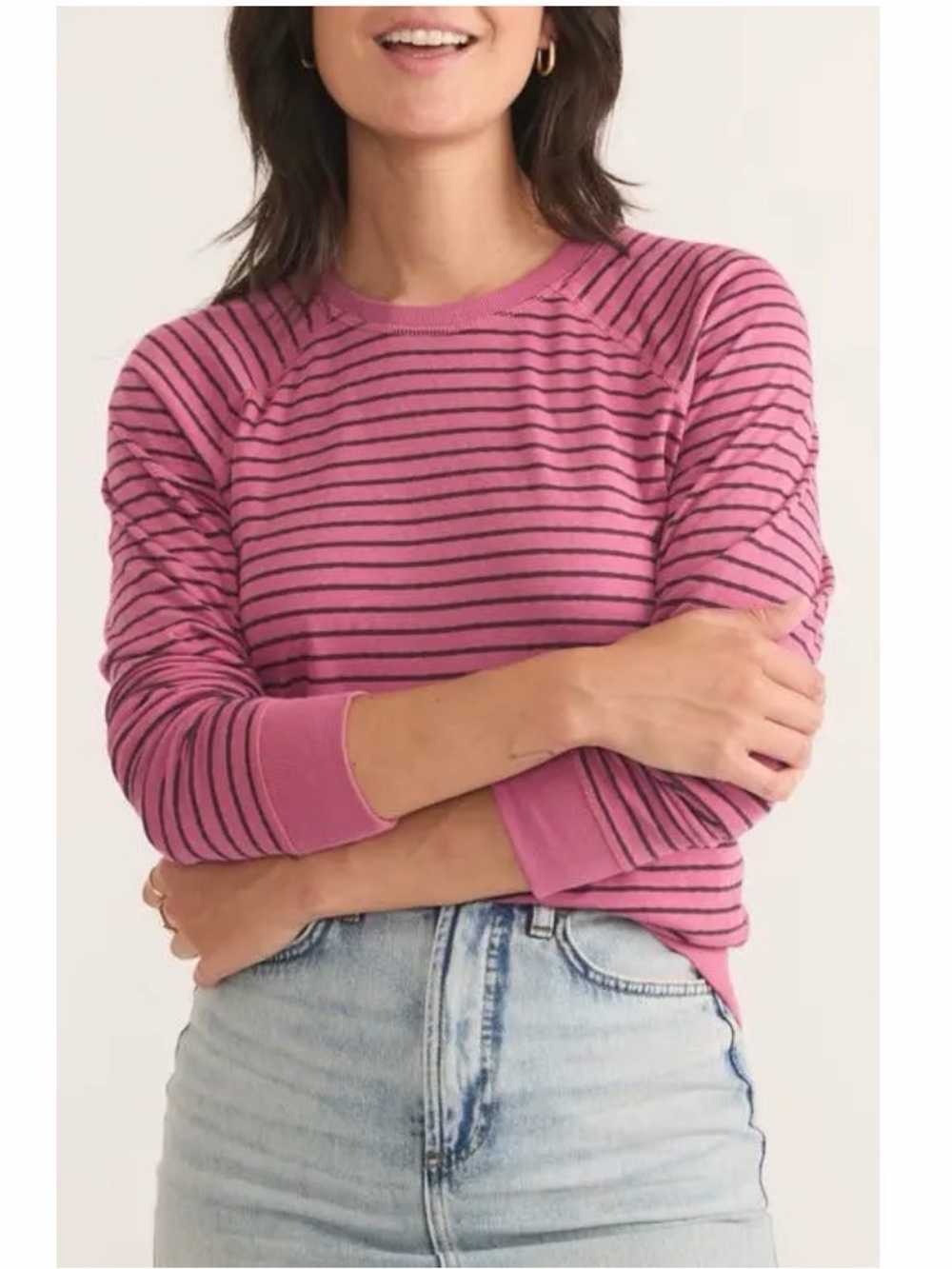 Marine Layer Stripe & Dot Reversible Raglan Pullover